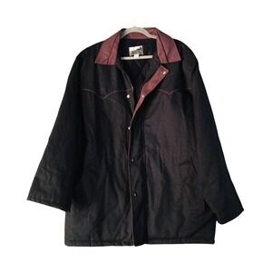 Express Rider Jacket Mens Large Black Burgundy‎ Western Snap Front Made in USA